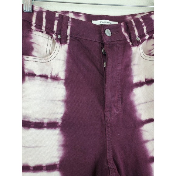 Pacsun 26 High Rise Straight Jeans Tie Dye Raw Hems Button Fly Eco Raspberry - Picture 4 of 13